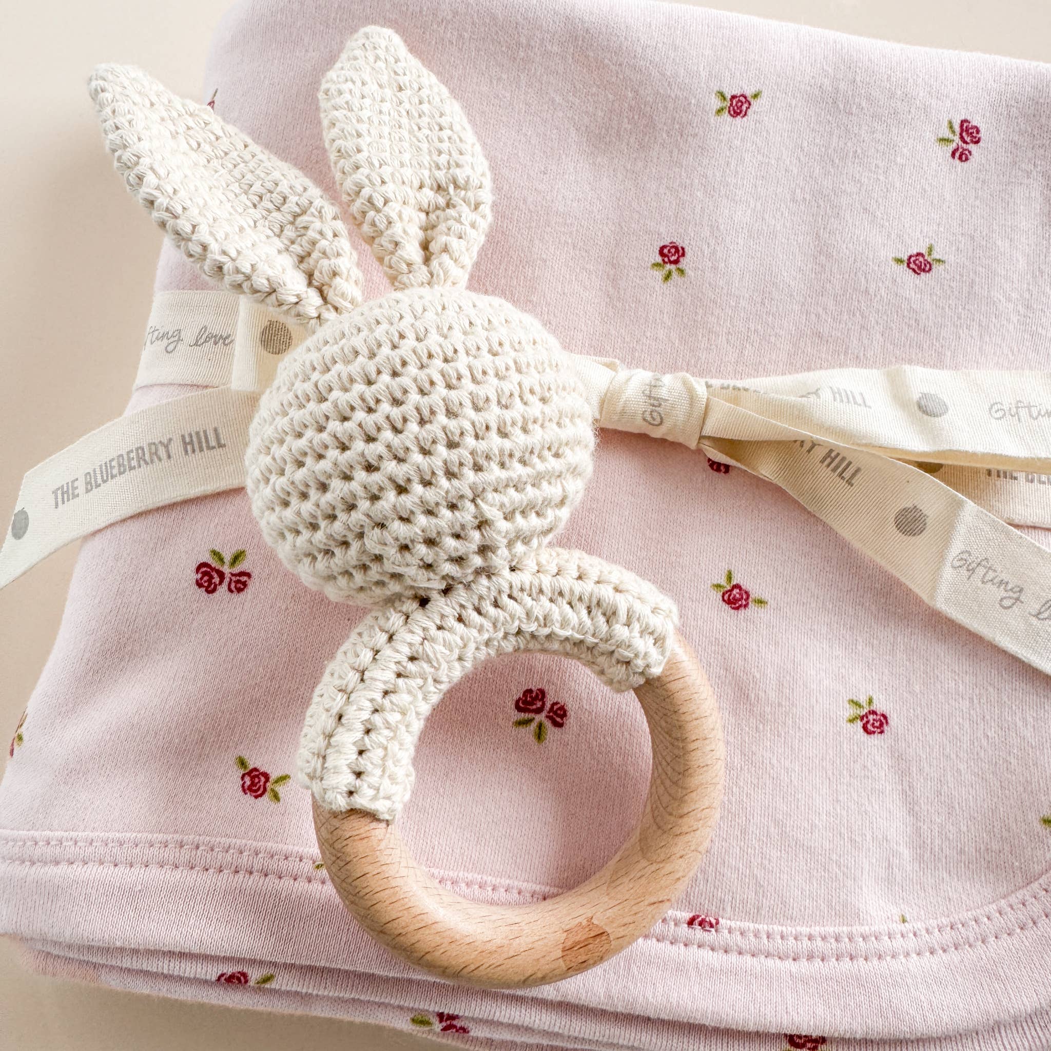 Layette Swaddle Blanket Rose Baby Girl Organic Cotton Flower: Pink