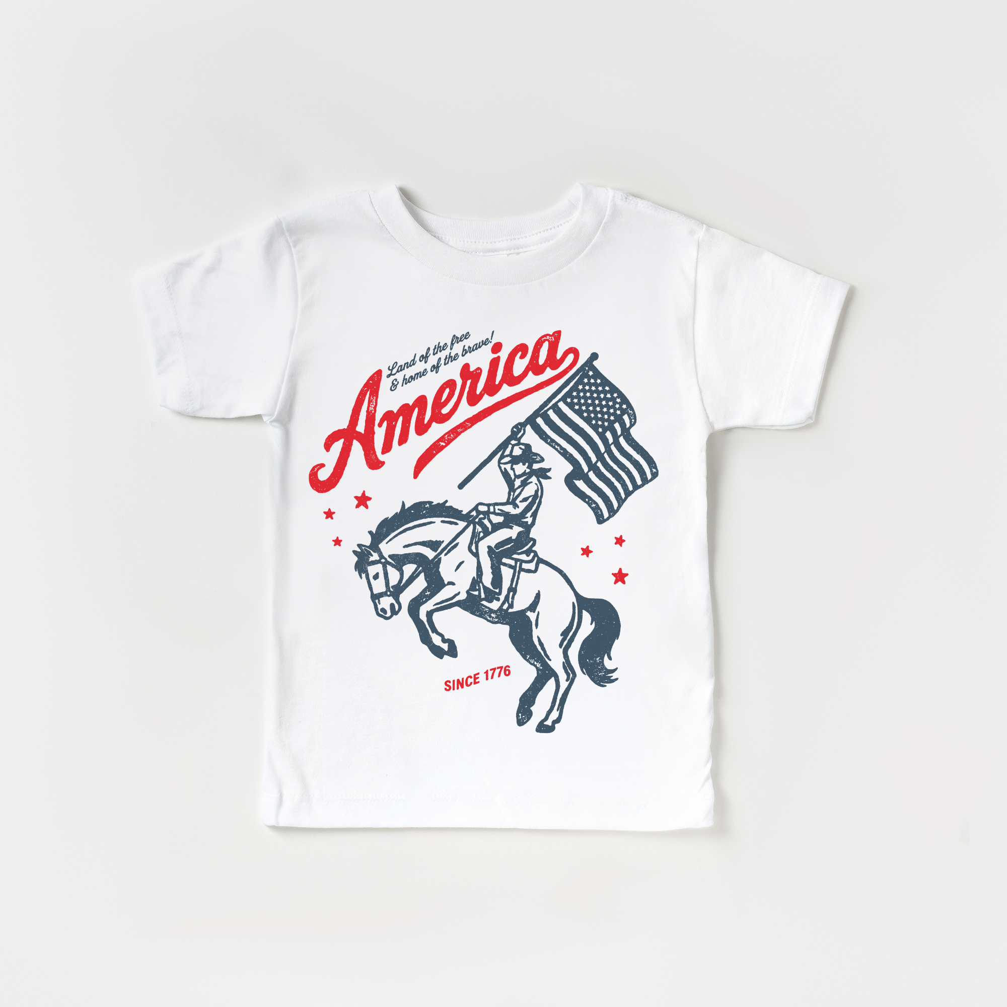 American Cowboy 1776 Flag Boy Freedom 4th  of July Shirt : Natural / 3T