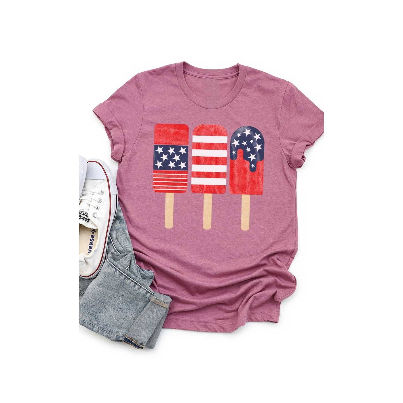 Retro Patriotic Popsicle Kids Graphic Tee: Navy / YS