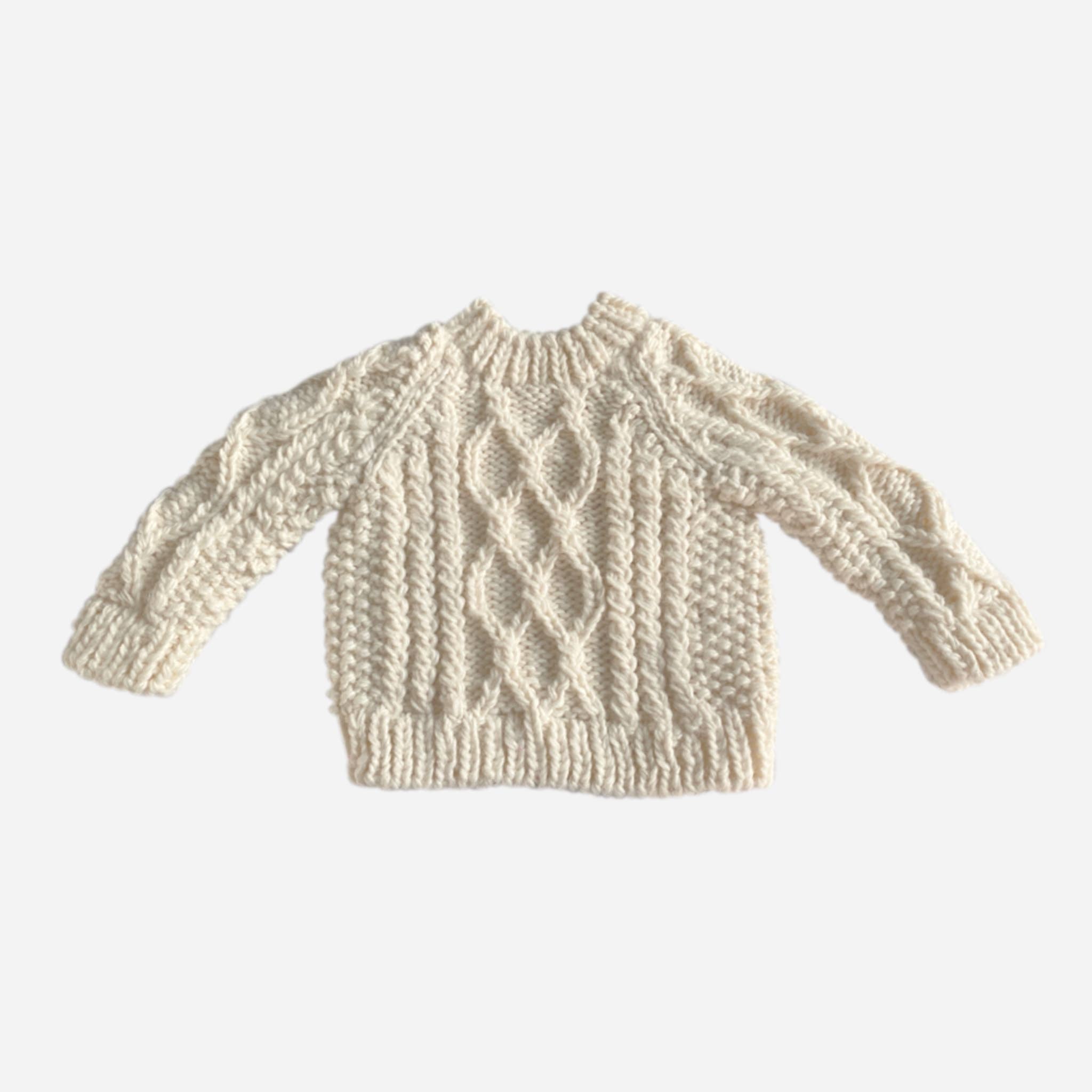 Fisherman Sweater, Cream Baby Kids Clothing Winter Apparel: XS; 6-12mths
