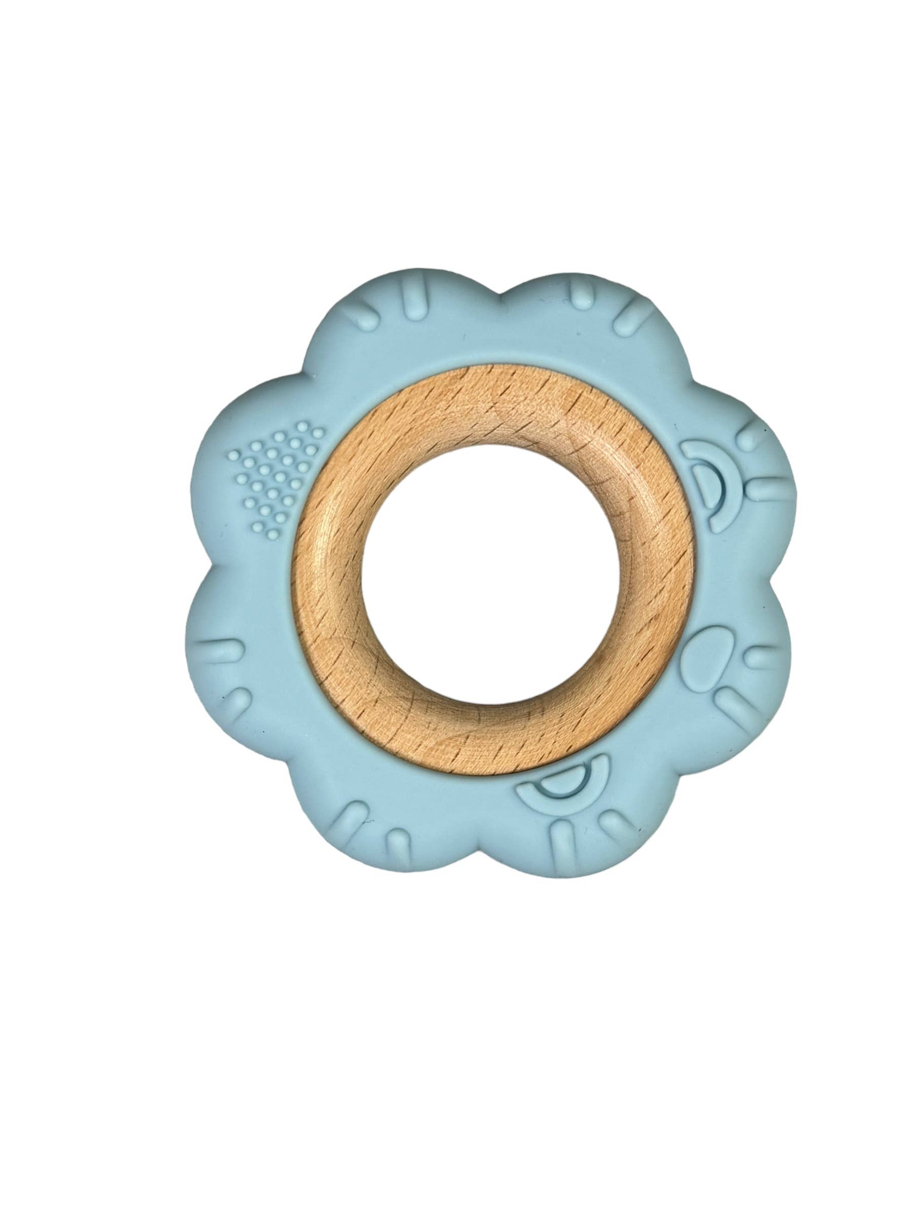 BPA Silicone & Beechwood Teether Ring Flower: Mint