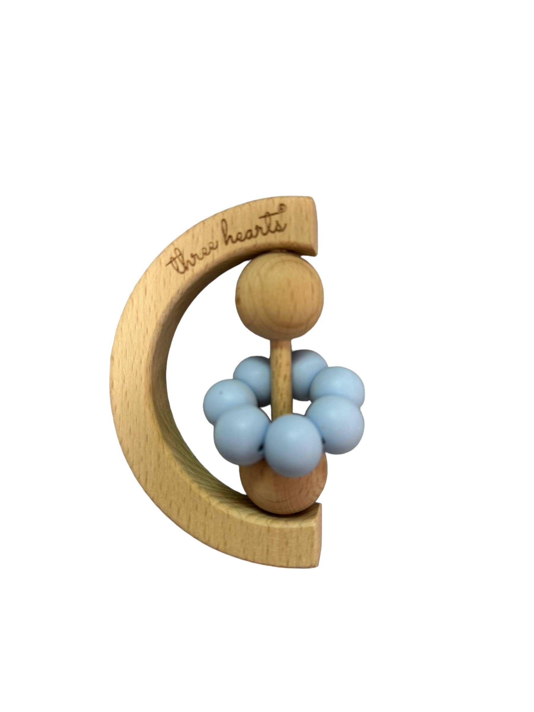 Moon Rattle - Beechwood & BPA Free Silicone: White Sand