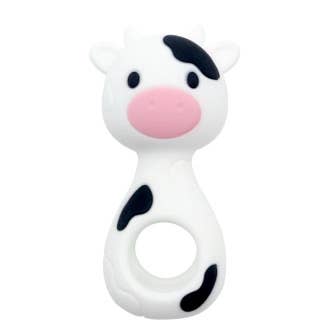 BPA All Silicone Cow Rattle : Milky White / English