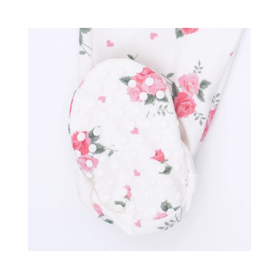 Pink Rosettes - 2 Way Ruffle Sleeve Zipper Footie