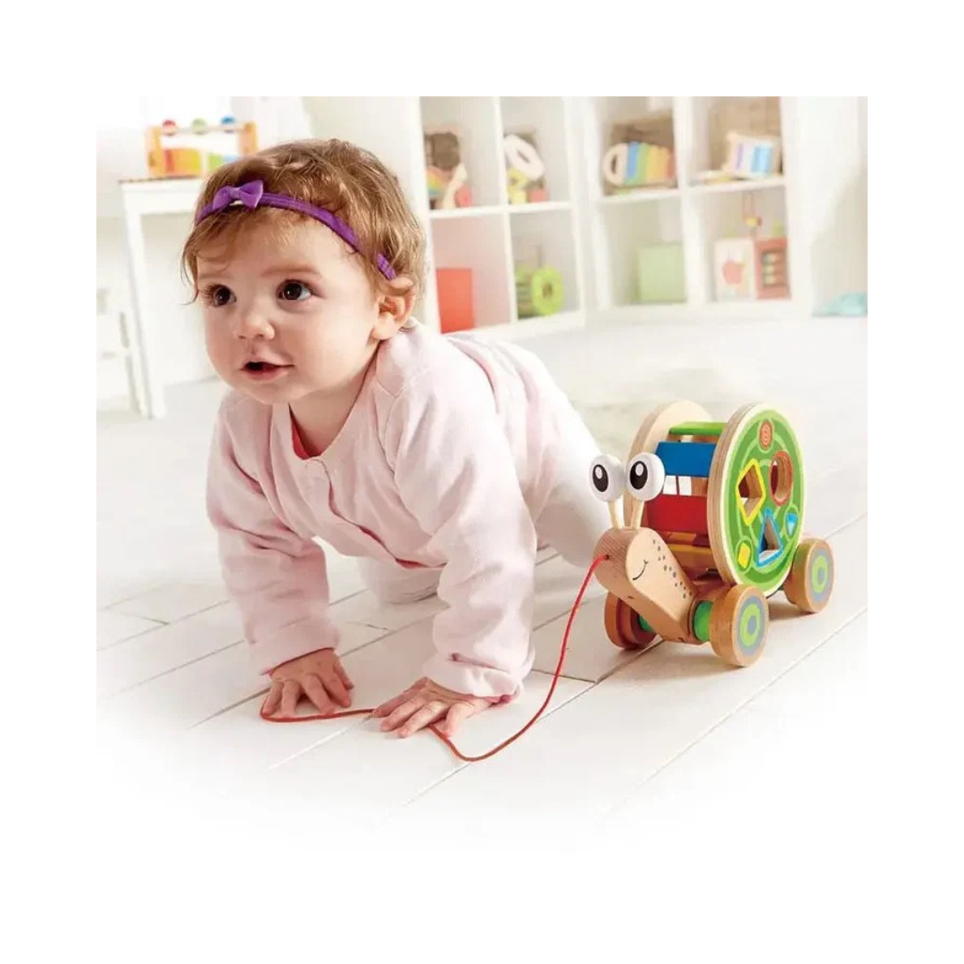 Hape Walk-A-Long Snail Toddler Wooden Pull Toy