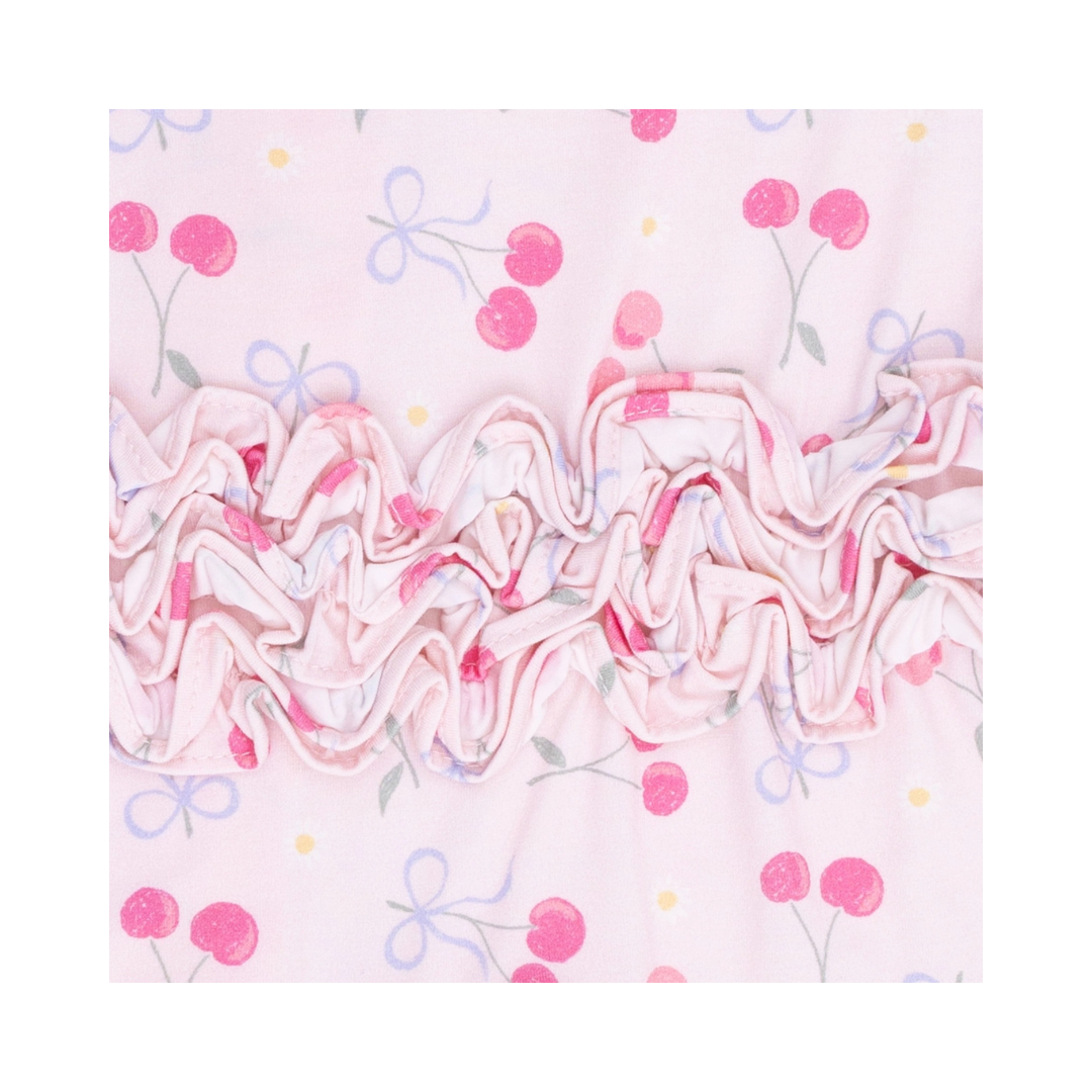 Sweet Cherries 2 Way Ruffle Back Zipper Footie