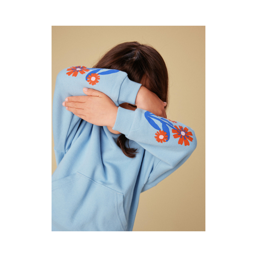 Scenic Blue Floral Sleeve Kanga Popover