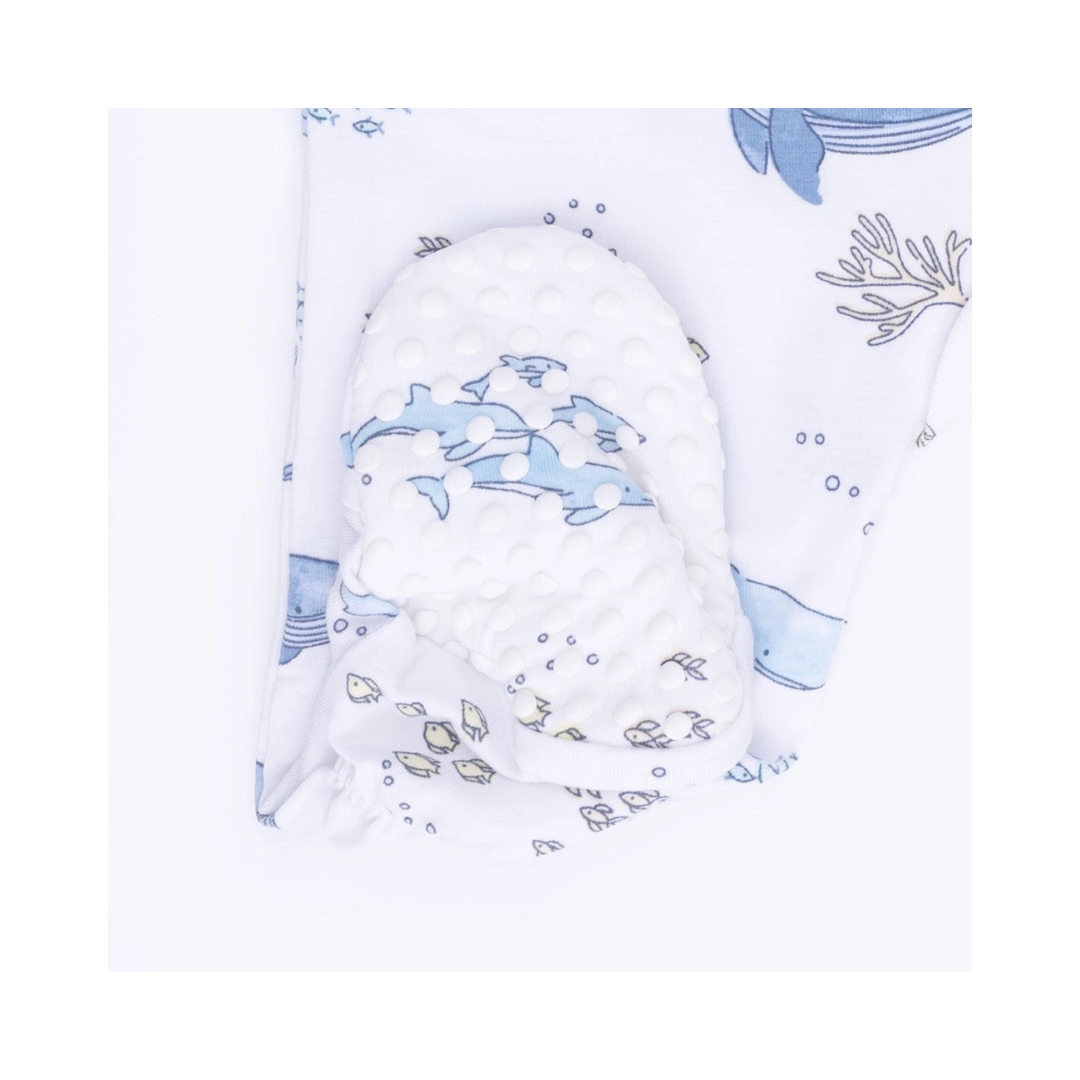 Watercolor Blue Whales 2 Way Zipper Footie
