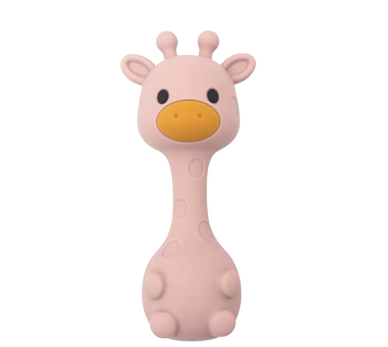 BPA All Silicone Giraffe Rattle: Misty Rose