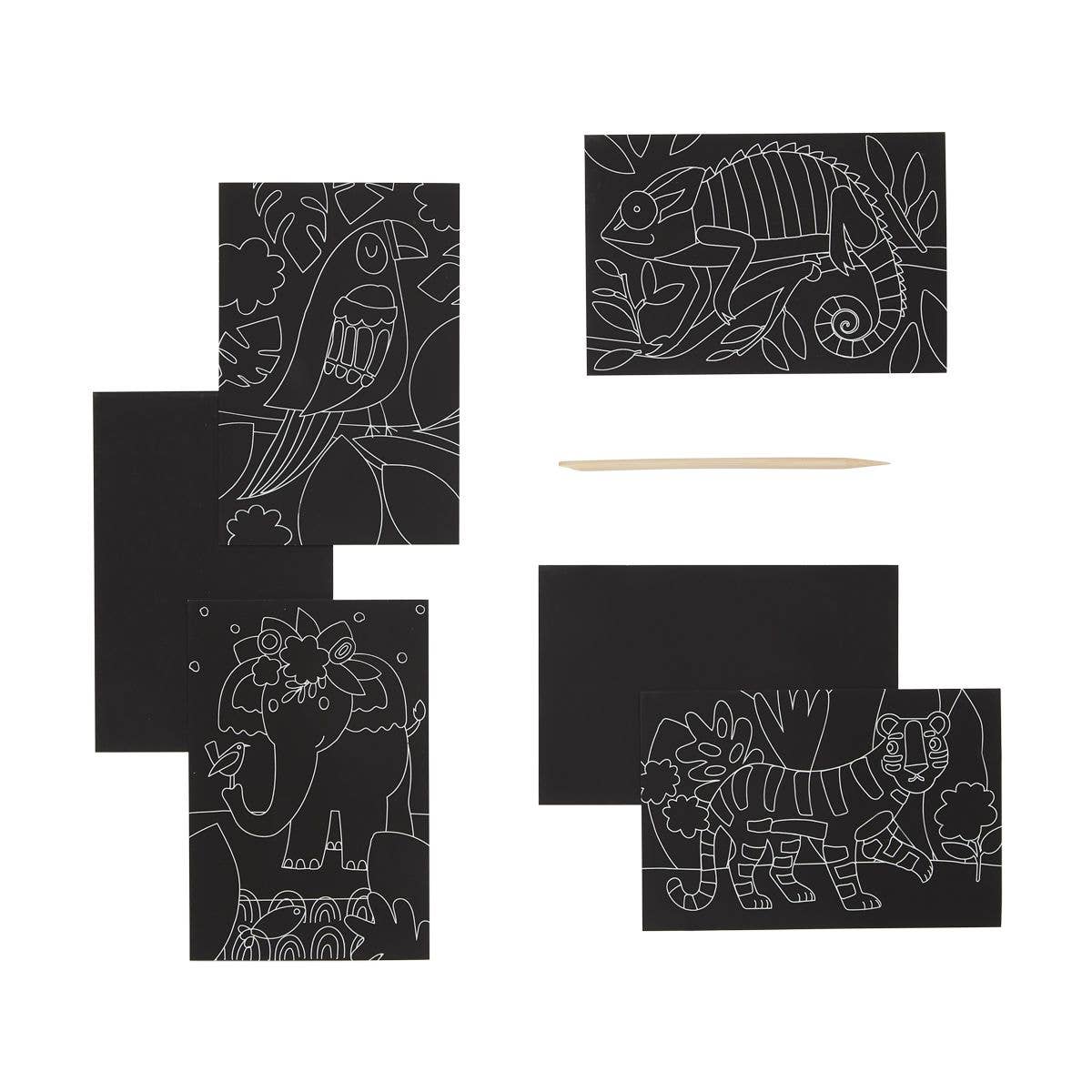 Mini Scratch & Scribble Art Kit: Jungle Fun - 7 PC Set