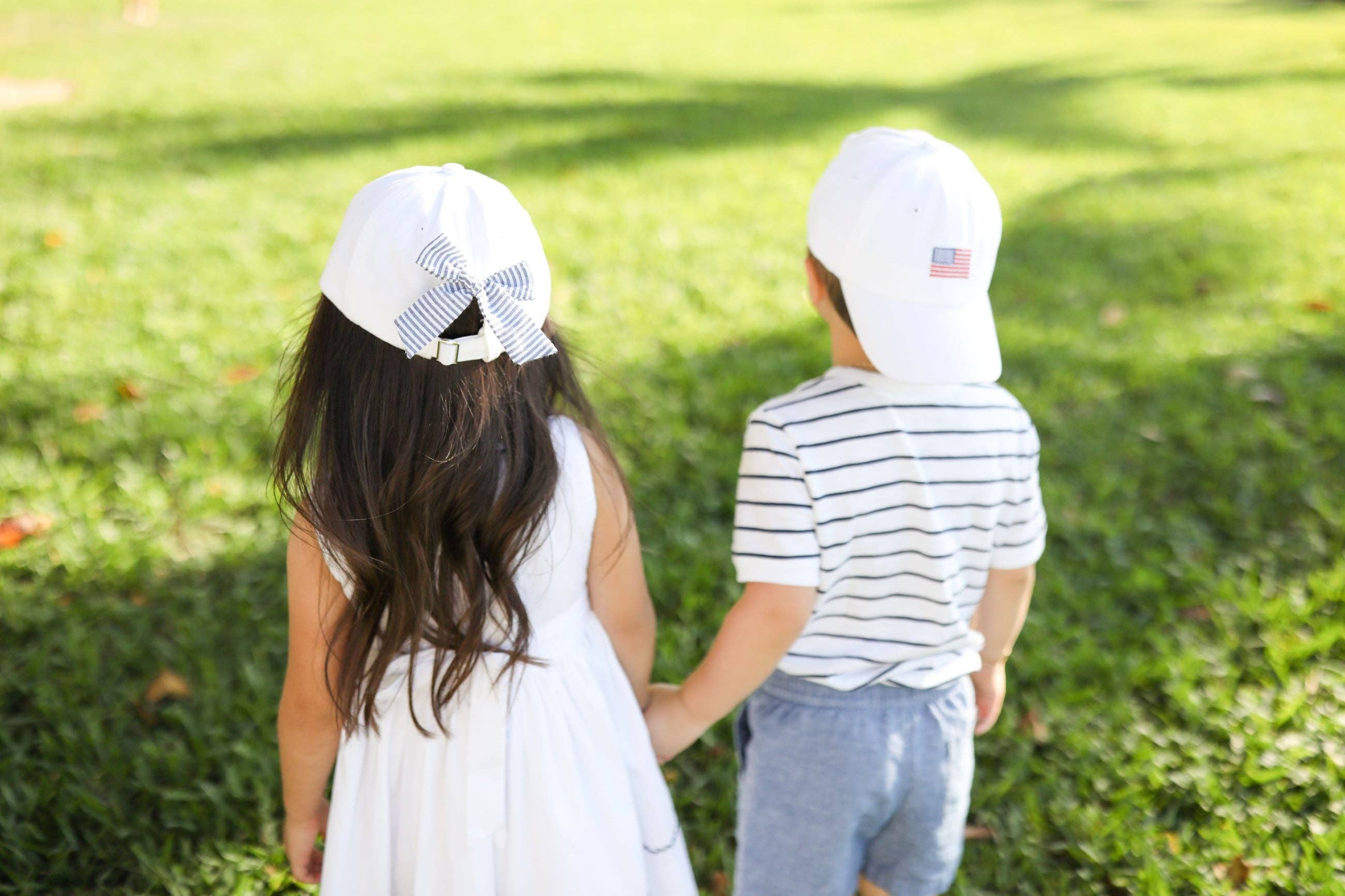 American Flag Bow Baseball Hat (Baby, Youth, Junior): Junior (Ages 7-12)