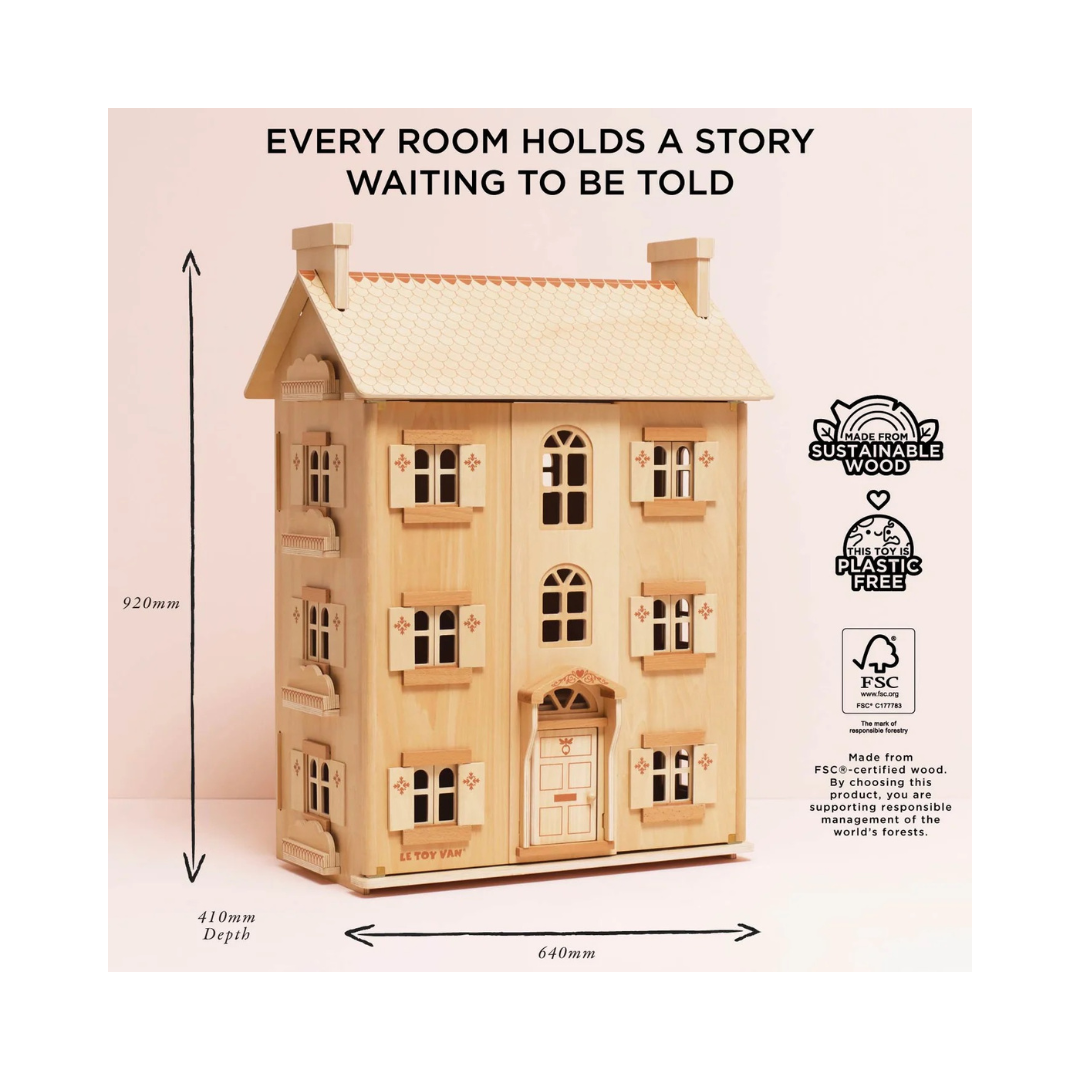 The Grand Natural Wood Doll House