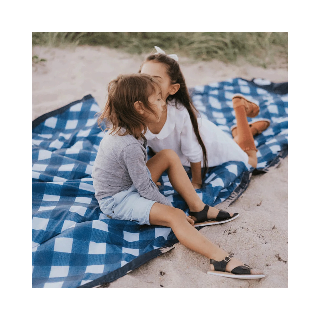 Navy Plaid Outdoor Blanket 5' x 7'