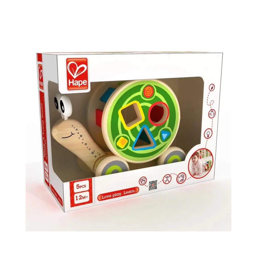 Hape Walk-A-Long Snail Toddler Wooden Pull Toy