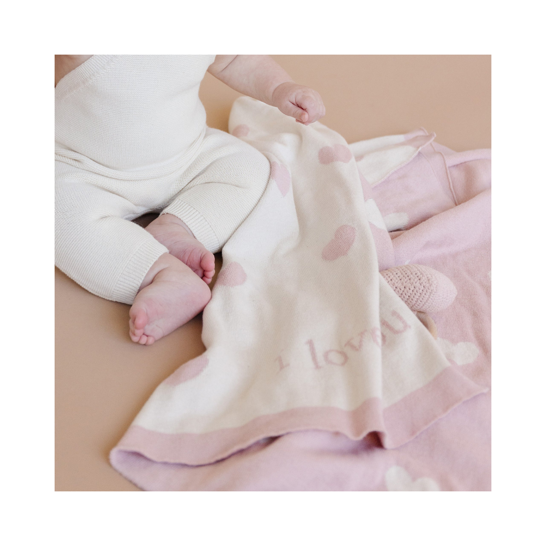Heart I Love You Baby Blush Blanket