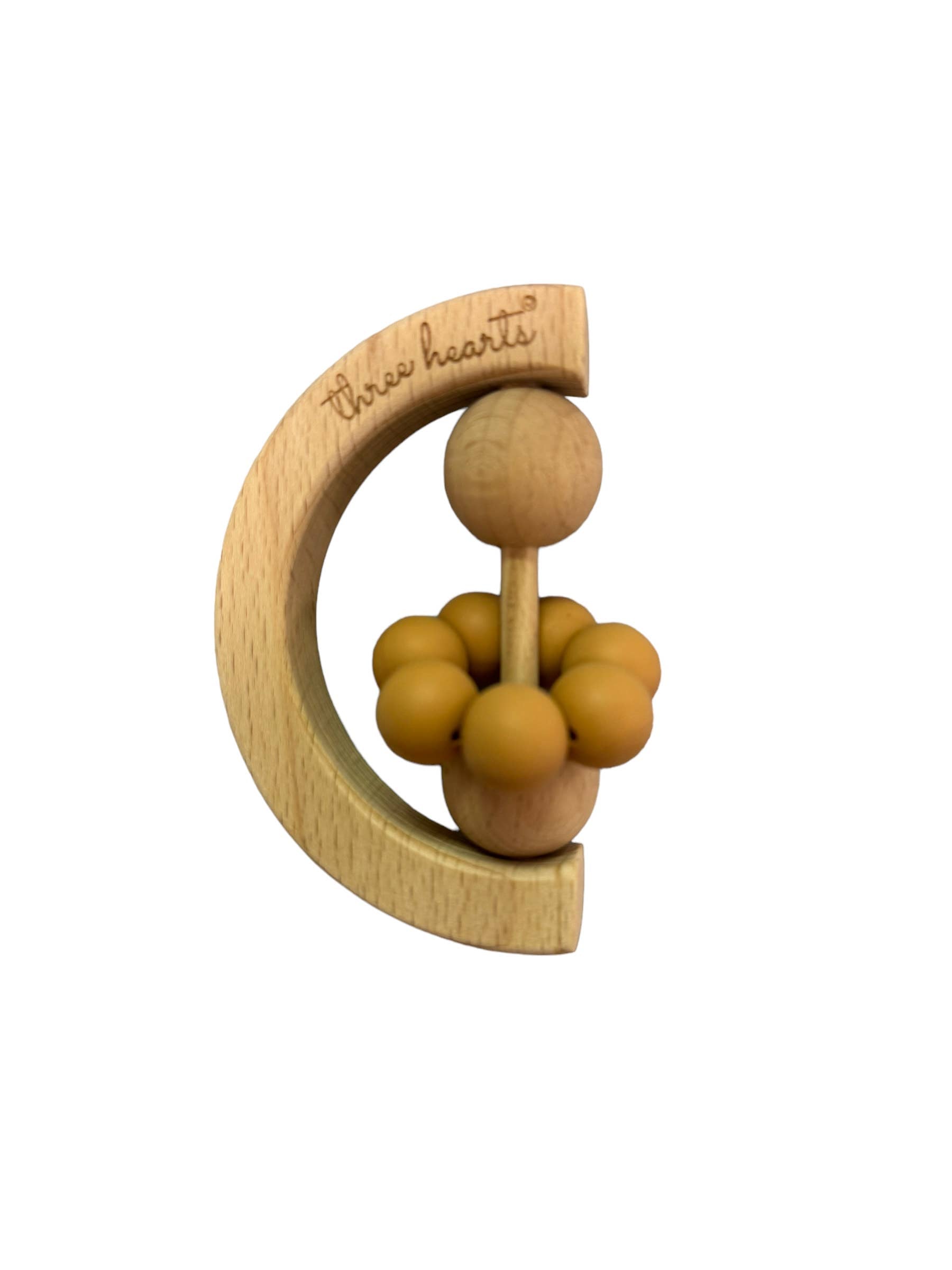 Moon Rattle - Beechwood & BPA Free Silicone: White Sand