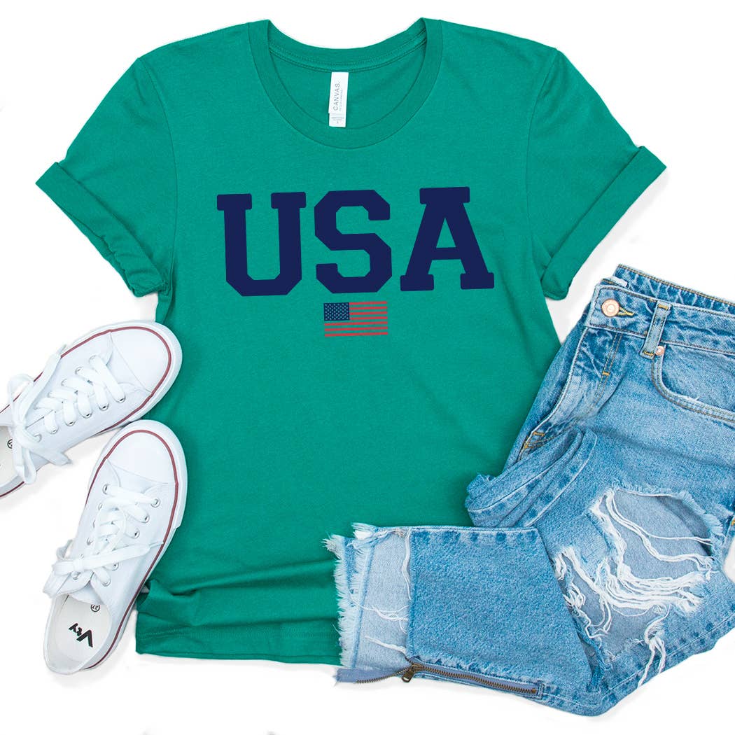 USA Graphic Tee: Athletic Heather / YXL