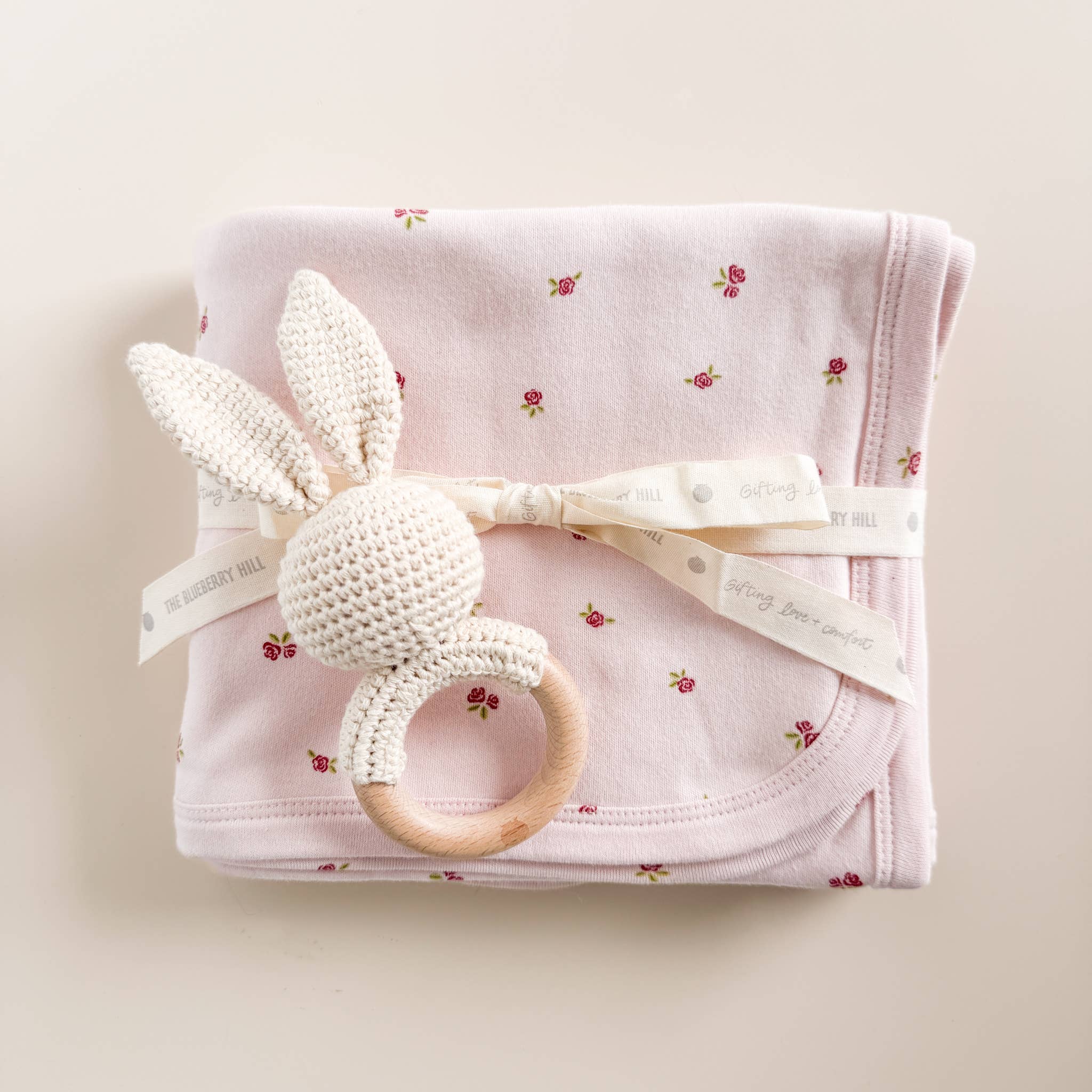 Layette Swaddle Blanket Rose Baby Girl Organic Cotton Flower: Pink