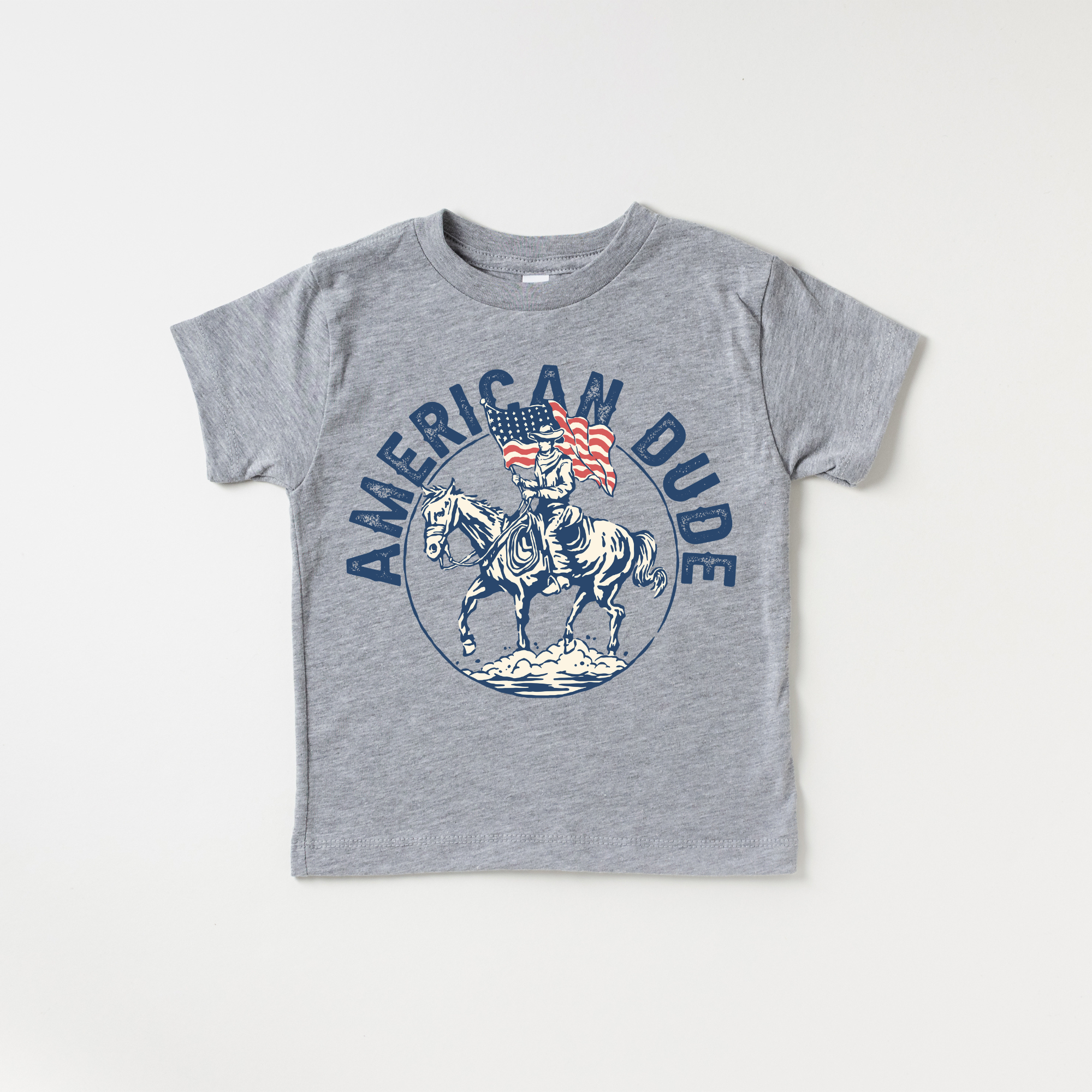 American Dude Boy 4th of July Kids Shirt : Grey / Youth SM