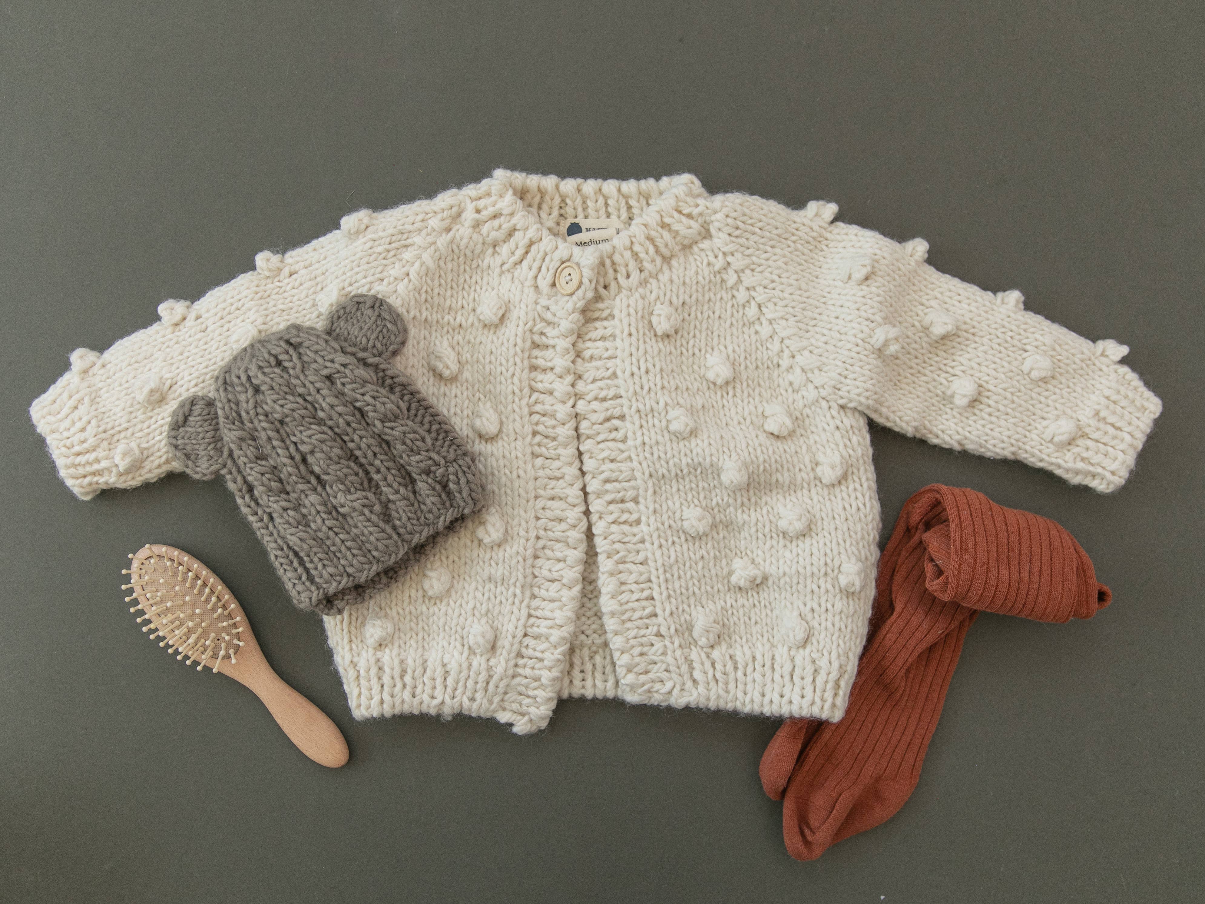 Popcorn Cardigan Cream Baby Sweater Kids Clothing Christmas: 2-3 yrs