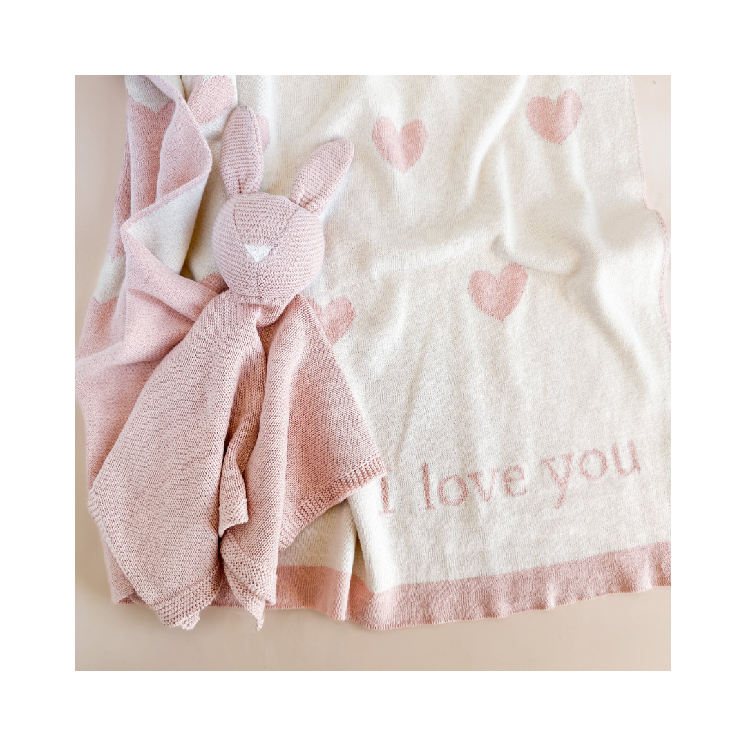 Heart I Love You Baby Blush Blanket