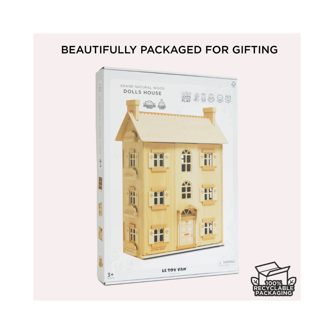 The Grand Natural Wood Doll House