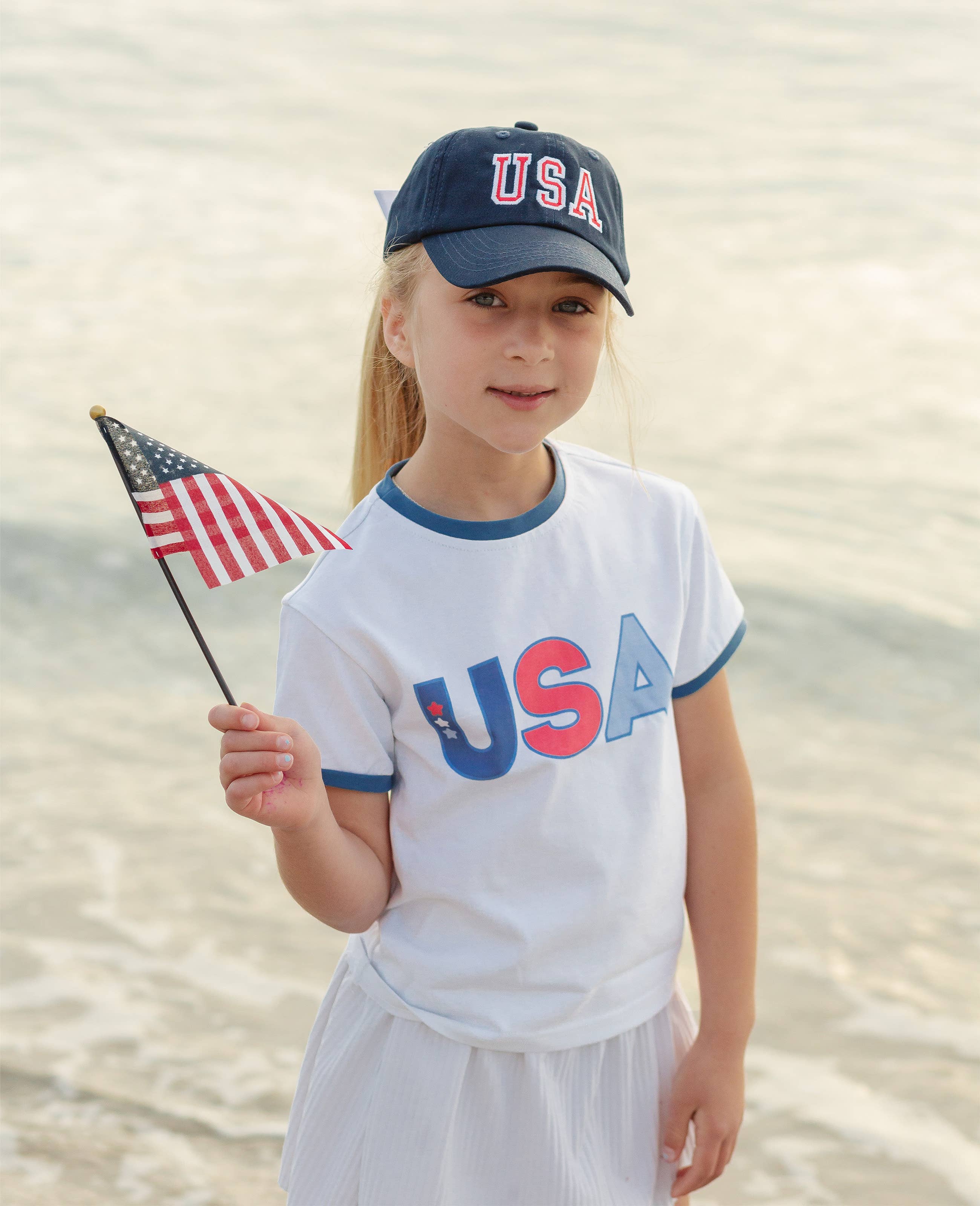 USA Bow Baseball Hat (Baby, Youth, Junior, Adult): Baby (0-2 y.o.)