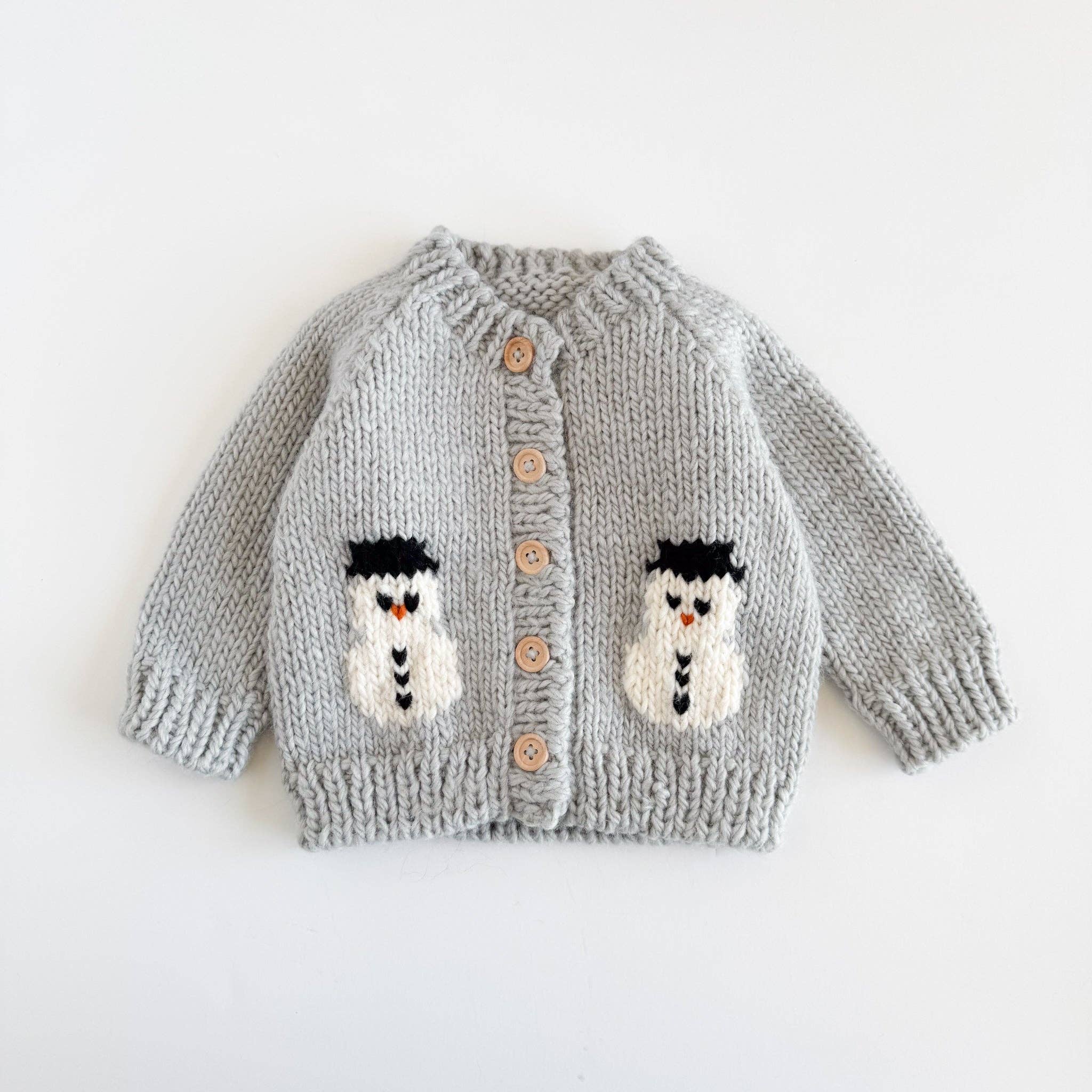 Snowman Cardigan Winter Knit Sweater Baby Kids Matching: XS; 6-12M