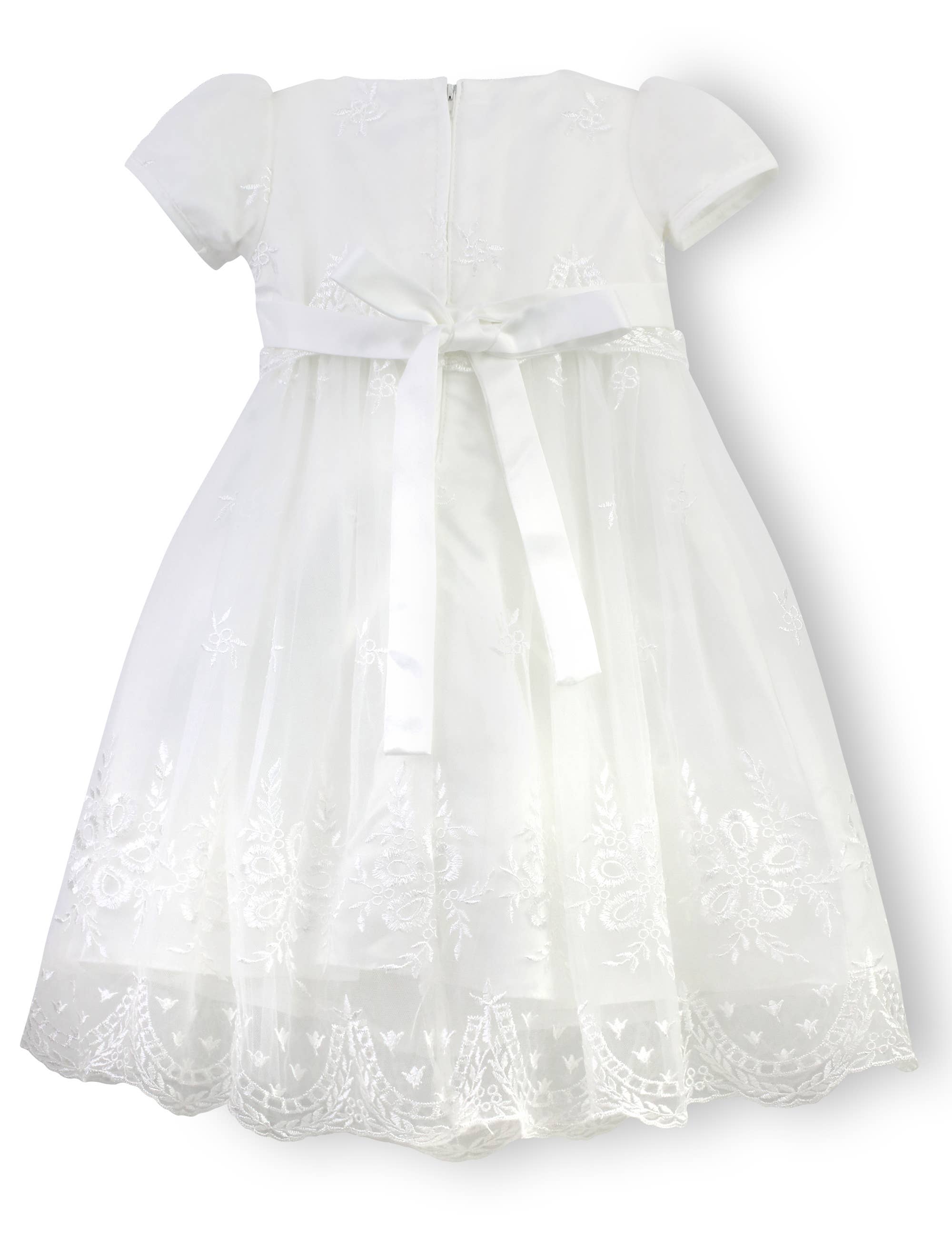 Baby Girls White Princess Lace Gown - with Matching Bonnet: 3-6M