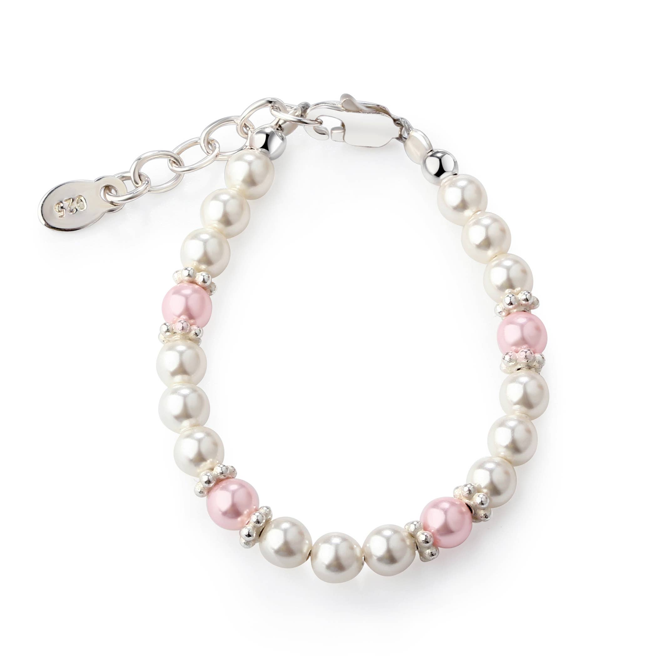 Girls Sterling Silver Pearl Baby Beaded Bracelet for Kids : Small 0-12m