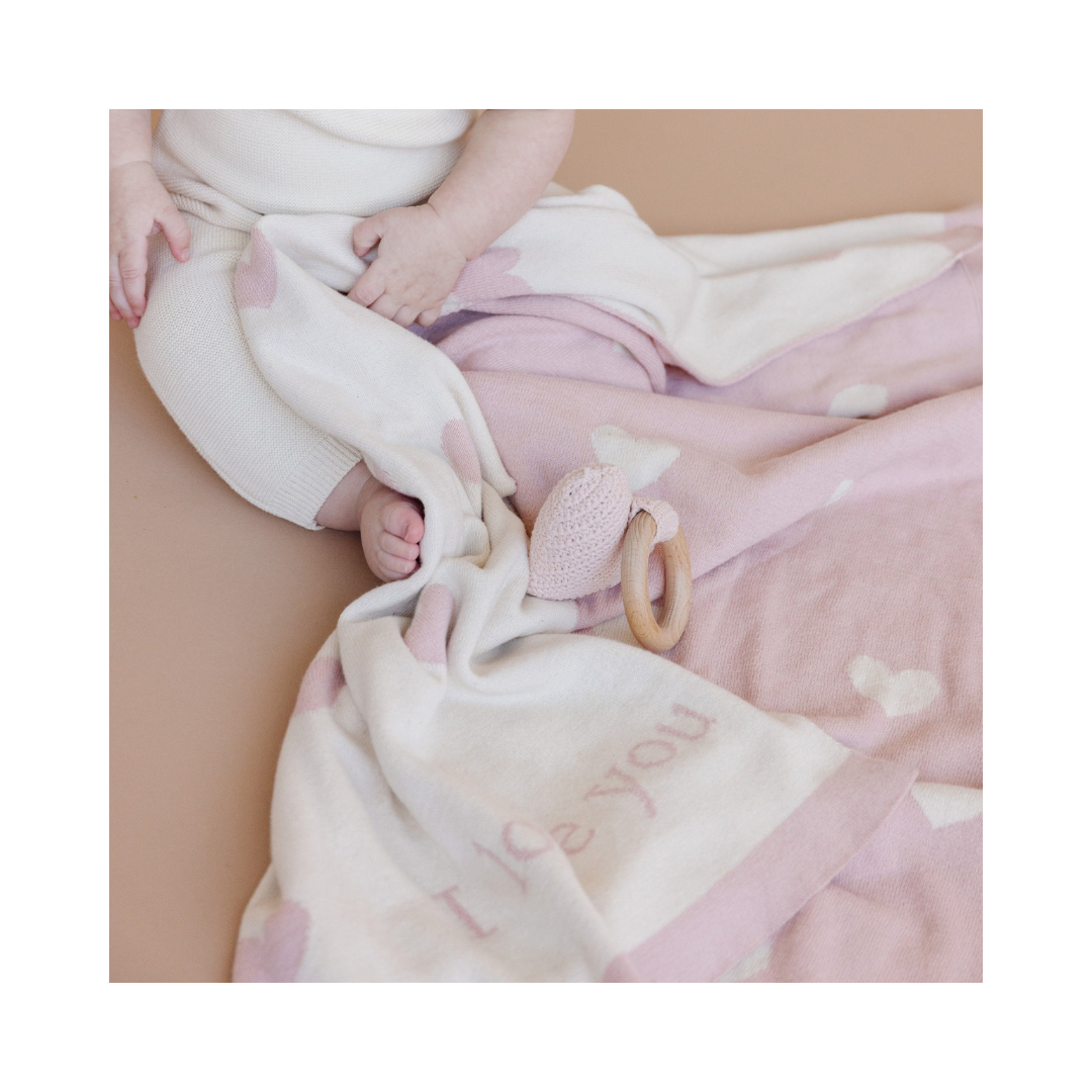 Heart I Love You Baby Blush Blanket