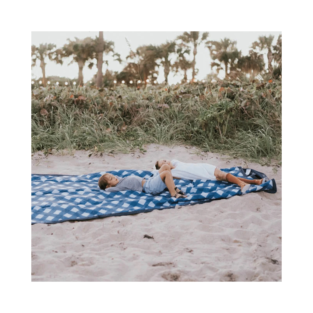 Navy Plaid Outdoor Blanket 5' x 7'