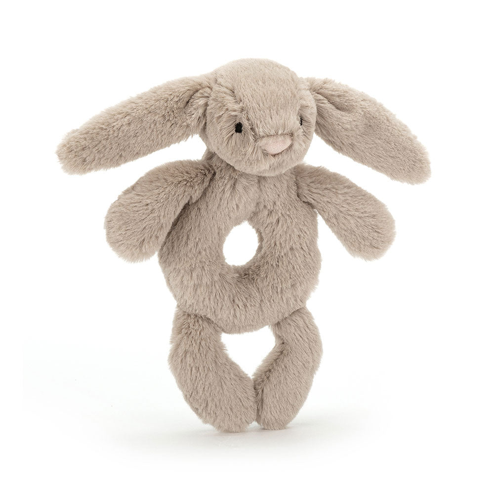 Bashful Beige Bunny Ring Rattle — main product photo