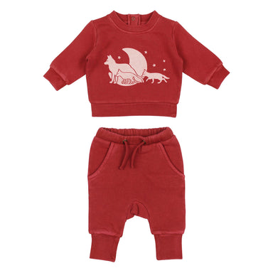 Cherry Fox Graphic Sweatshirt & Jogger Set