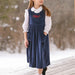 Navy Folksong Velour Dress