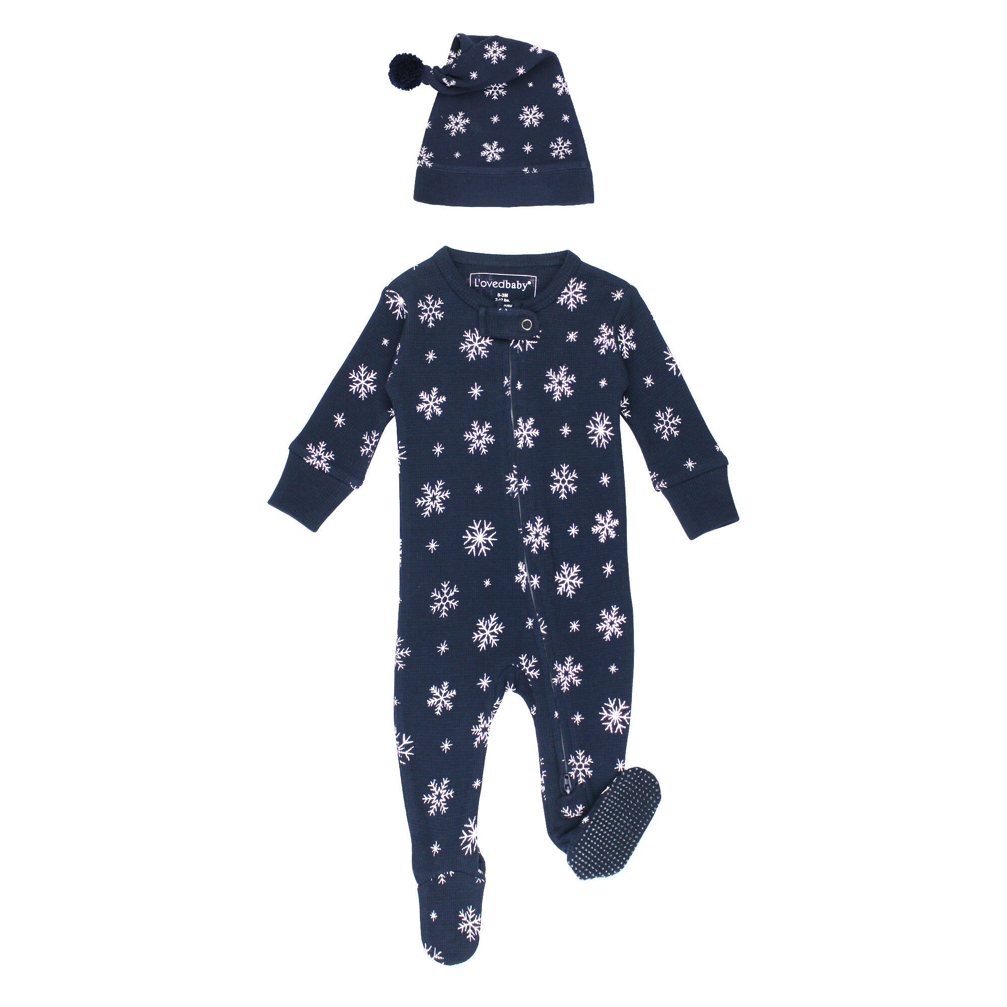 Snowy Night Holiday Thermal 2 Way Zipper Footie & Cap Set