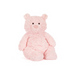 an image of a white background with a plush pink teddy bear in the center of it. 