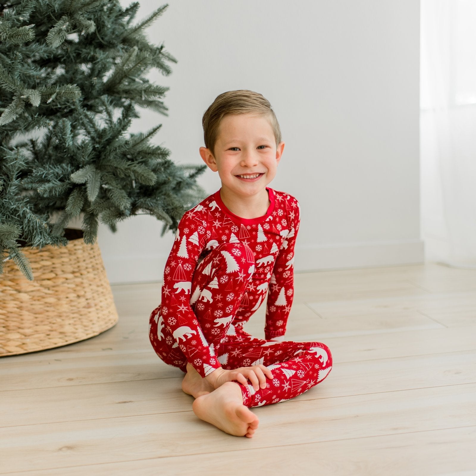 Crimson Polar Bear Long Sleeve Pajama Set — main product photo