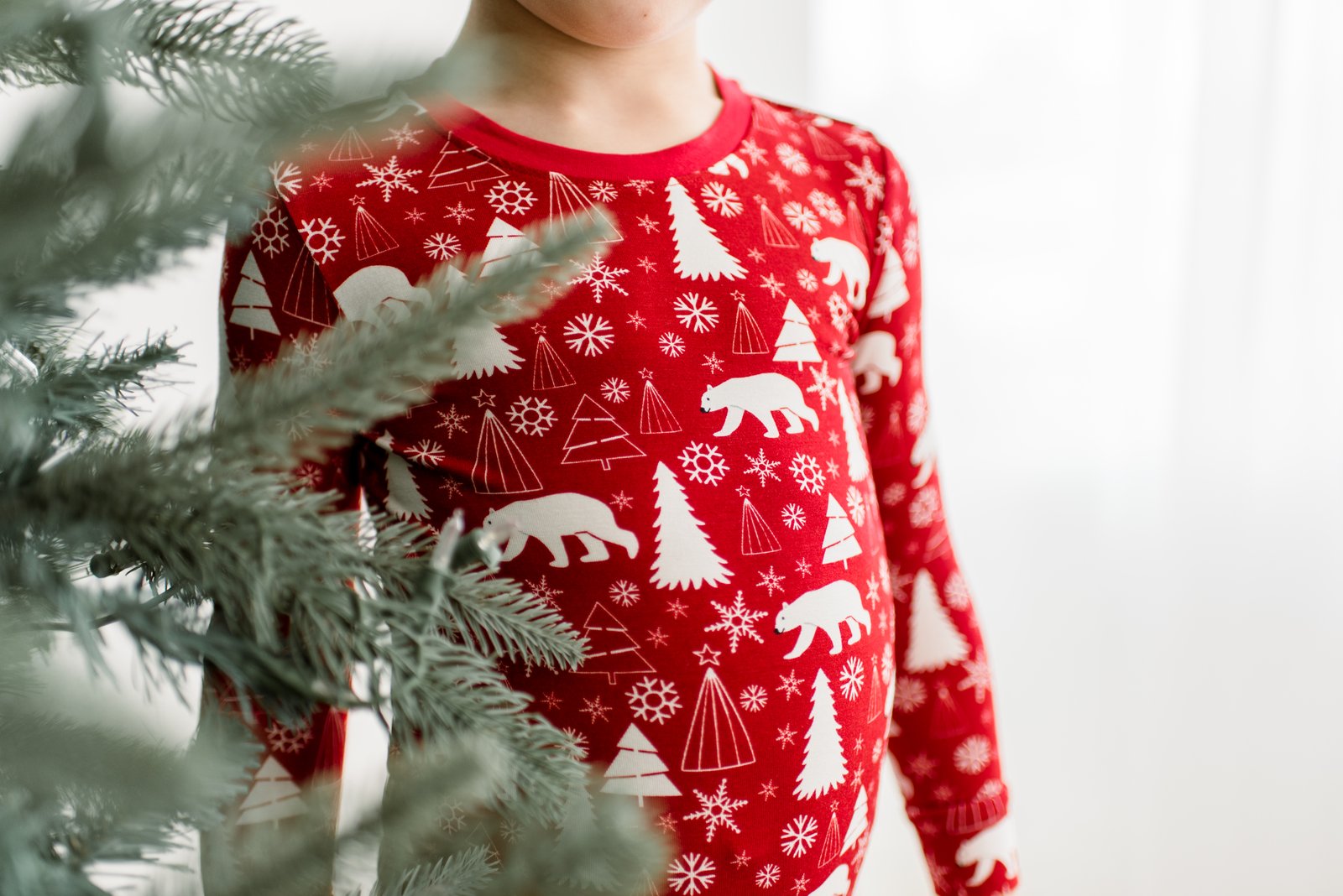 Crimson Polar Bear Long Sleeve Pajama Set — gallery photo 4
