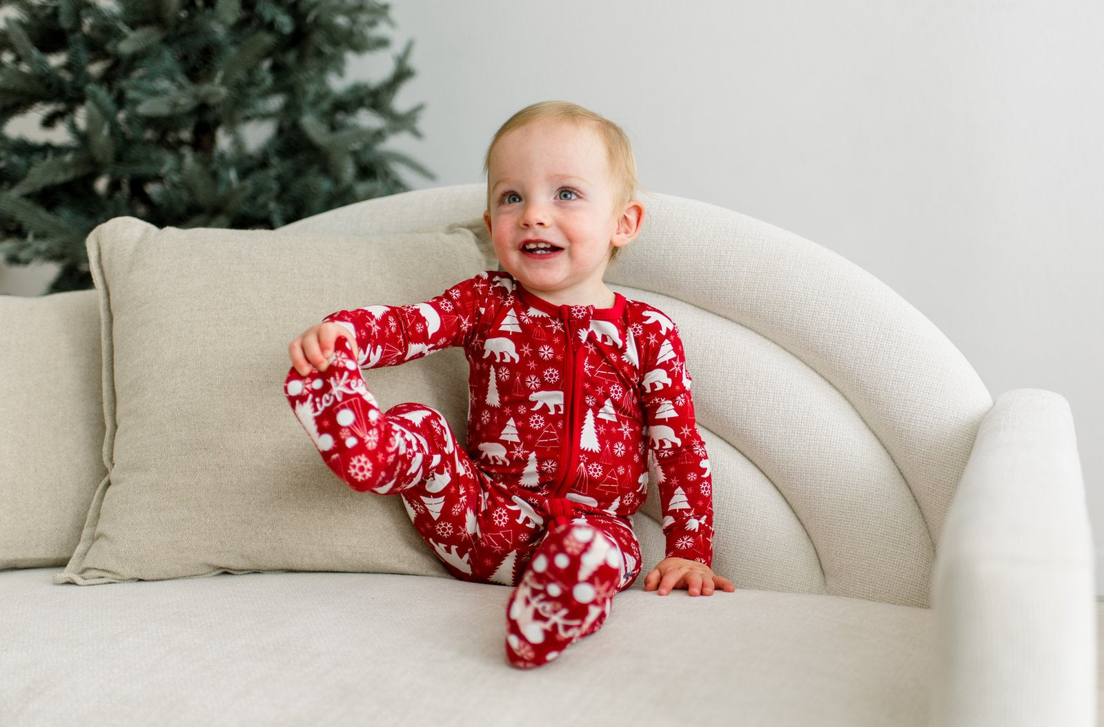 Crimson Polar Bear Footie with 2-Way Zipper — gallery photo 5