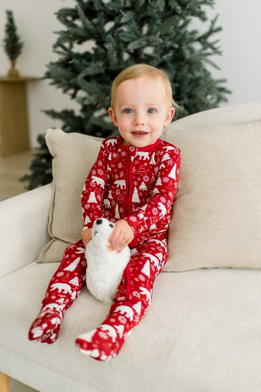 Crimson Polar Bear Footie with 2-Way Zipper — gallery photo 3