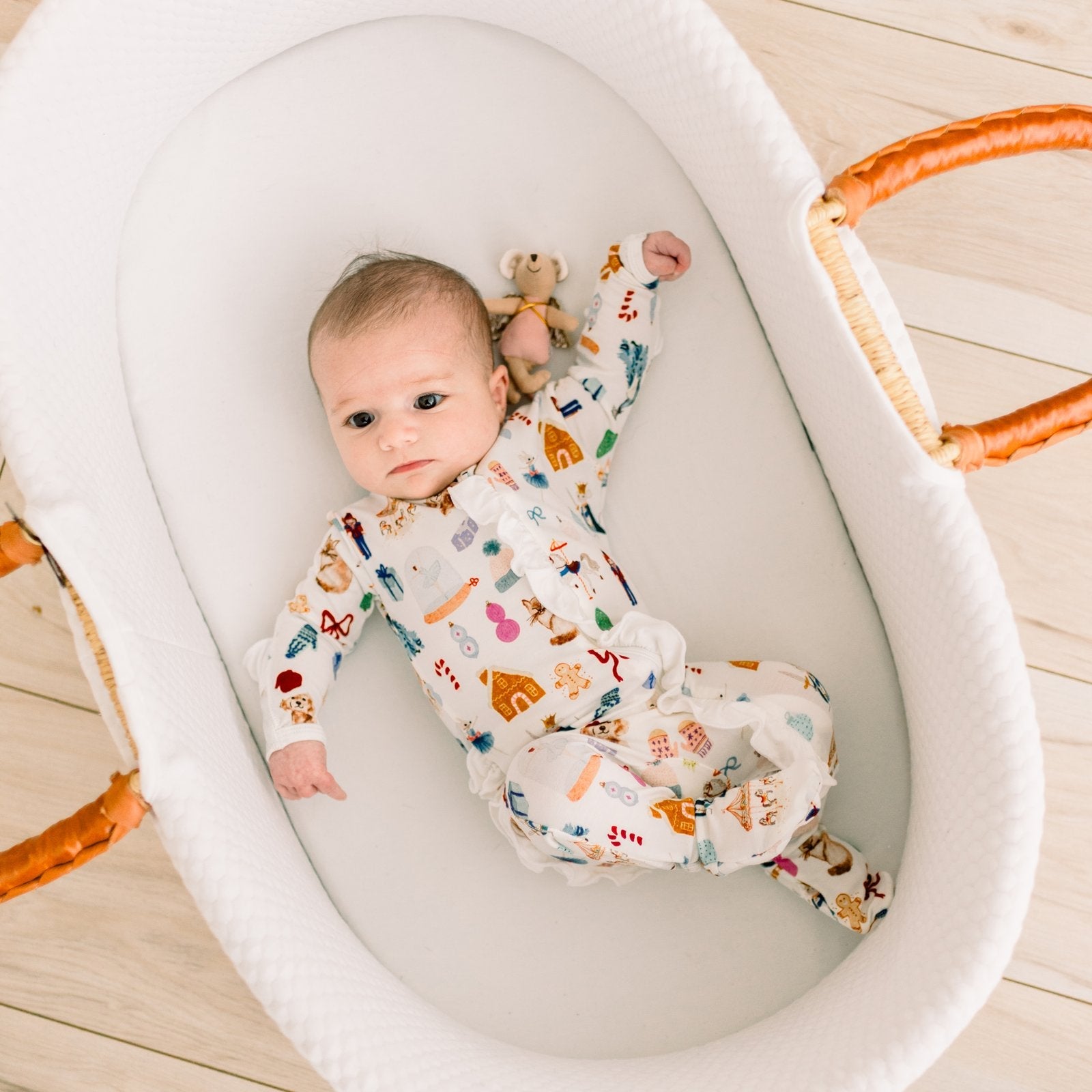 Natural Christmas Story Ruffle Footie with 2-Way Zipper — main product photo