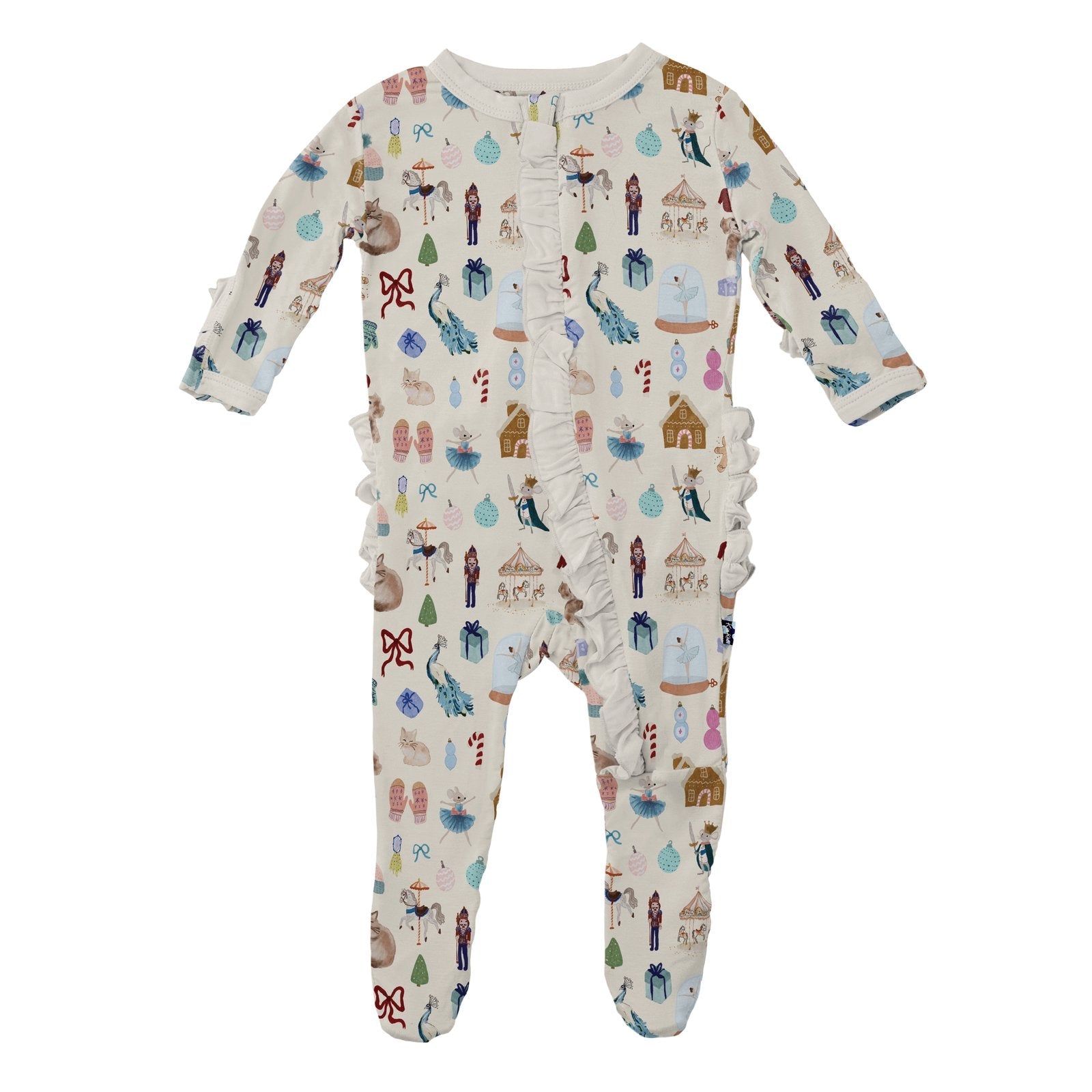Natural Christmas Story Ruffle Footie with 2-Way Zipper — gallery photo 6