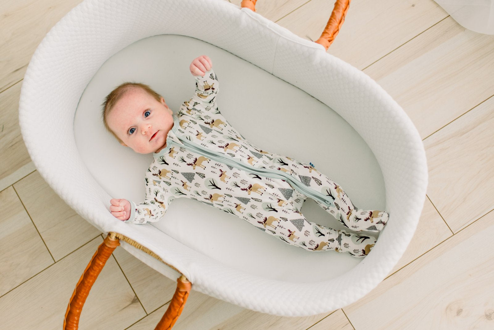 Natural Forest Moose Footie with 2-Way Zipper — gallery photo 2