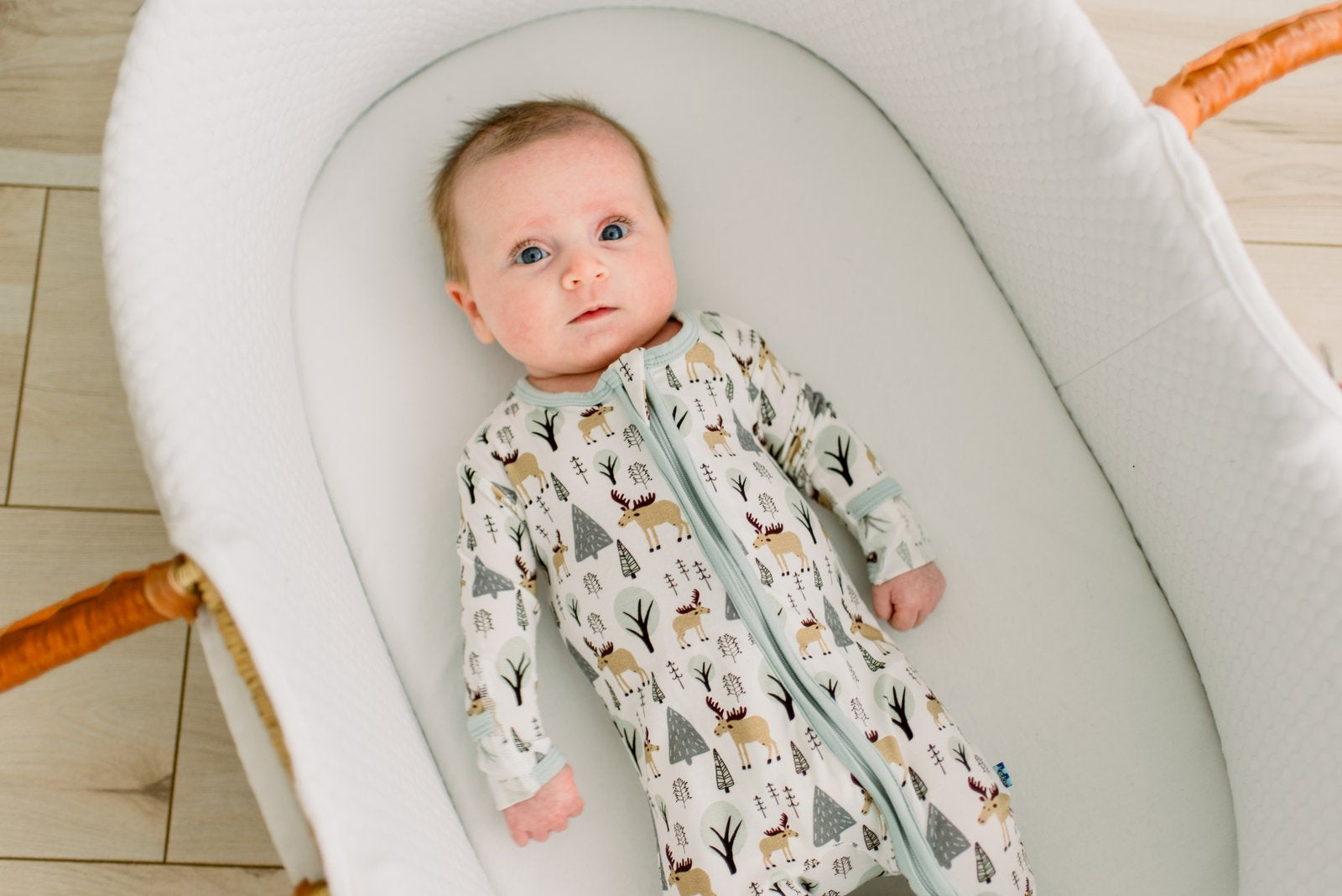 Natural Forest Moose Footie with 2-Way Zipper — gallery photo 3