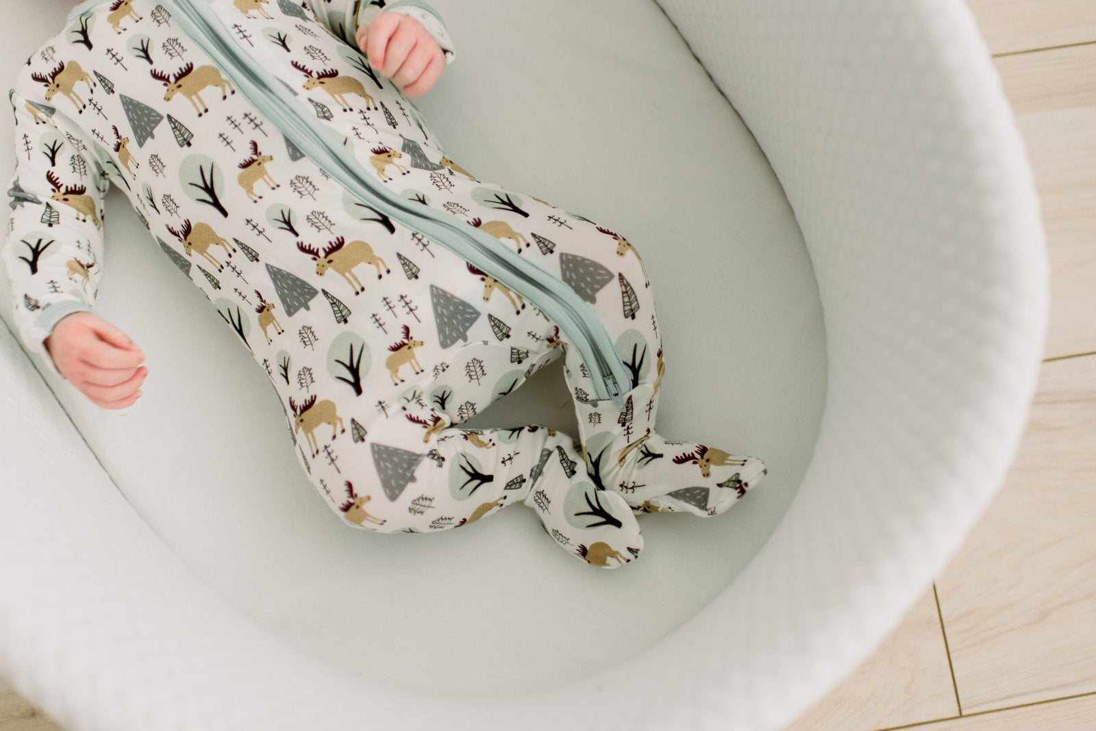 Natural Forest Moose Footie with 2-Way Zipper — gallery photo 4