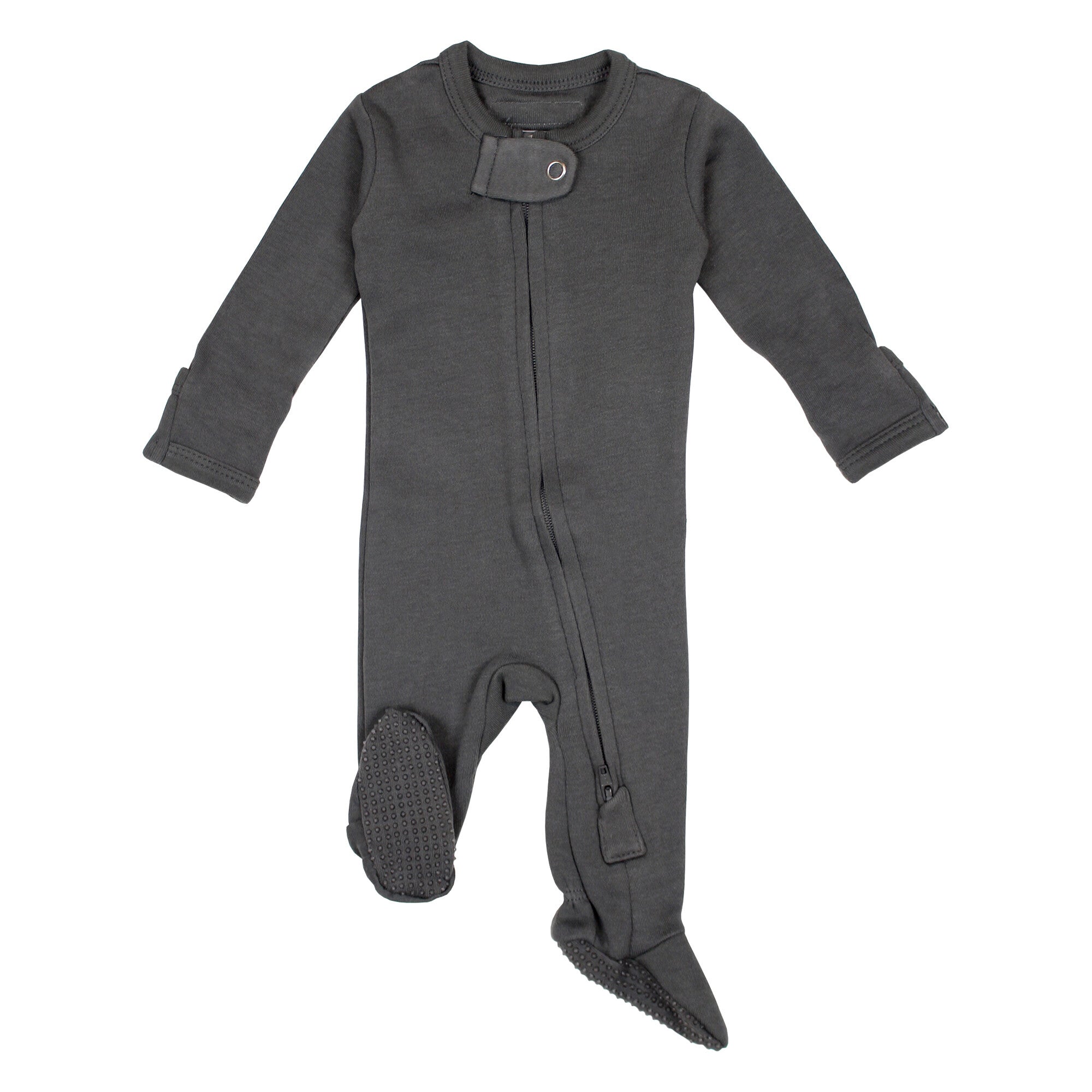 2 Way Zipper Footie Gray Preemie-NB
