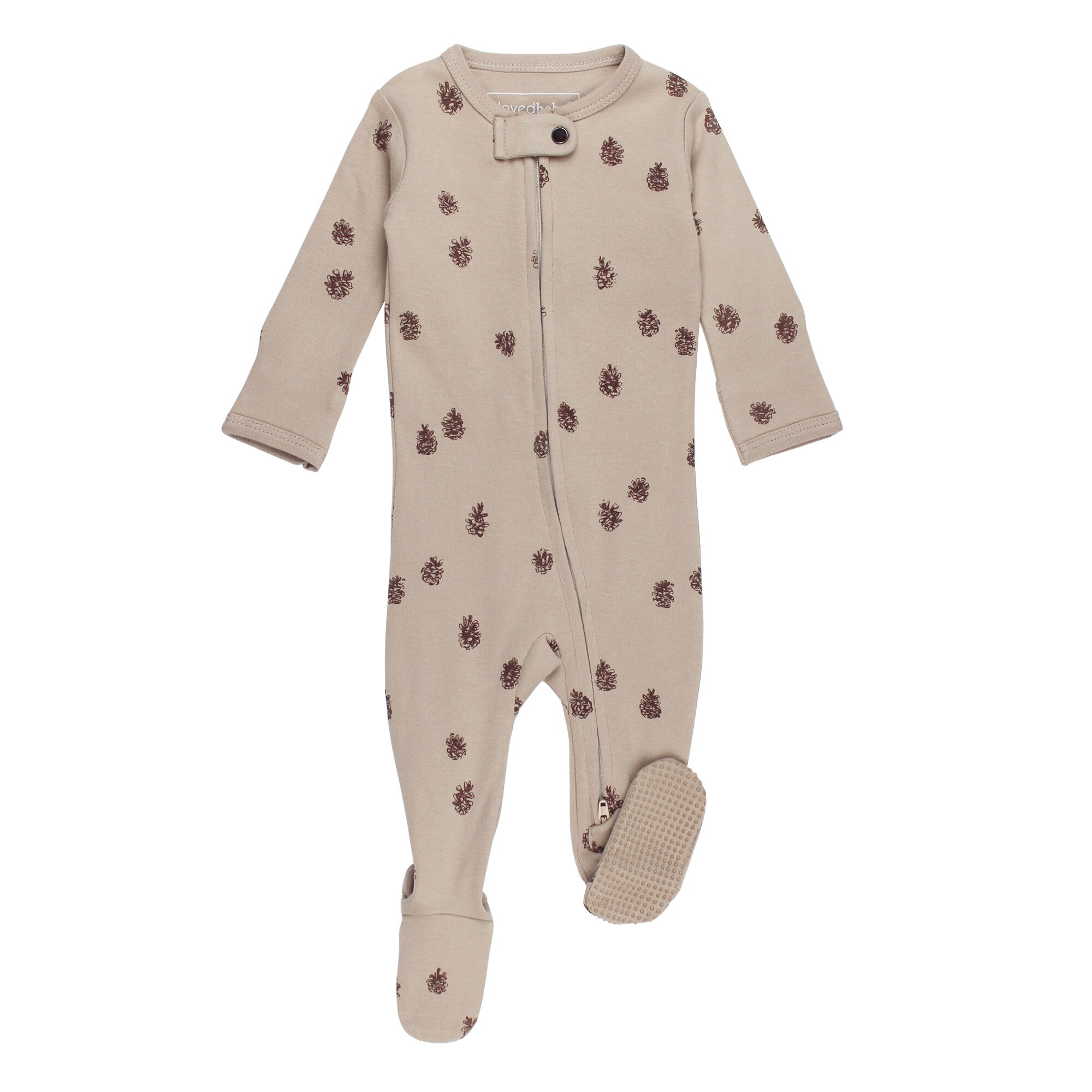 Oatmeal Pinecone 2 Way Zipper Footie