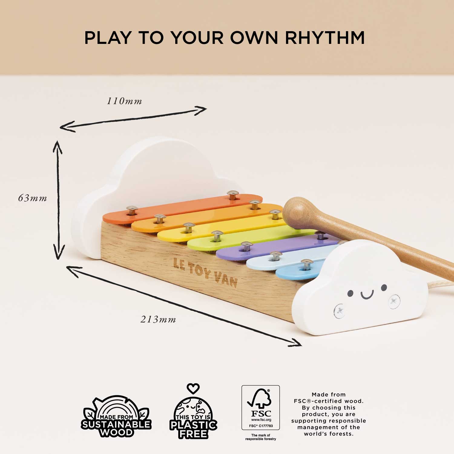 Rainbow Wooden  Xylophone — Le Toy Van product photo 4
