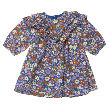 Girls Everly Dress - True Blue Sketched Floral